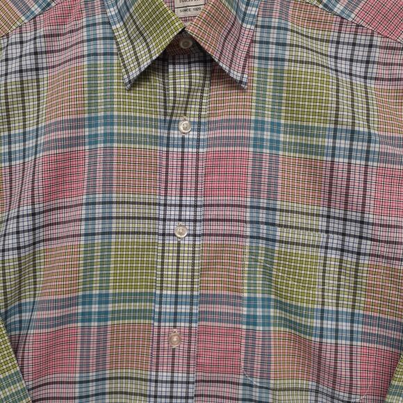 Sero by Forsyth Men's Long Sleeve Shirt Plaid Pink Green Front Pocket Size M - Picture 7 of 9